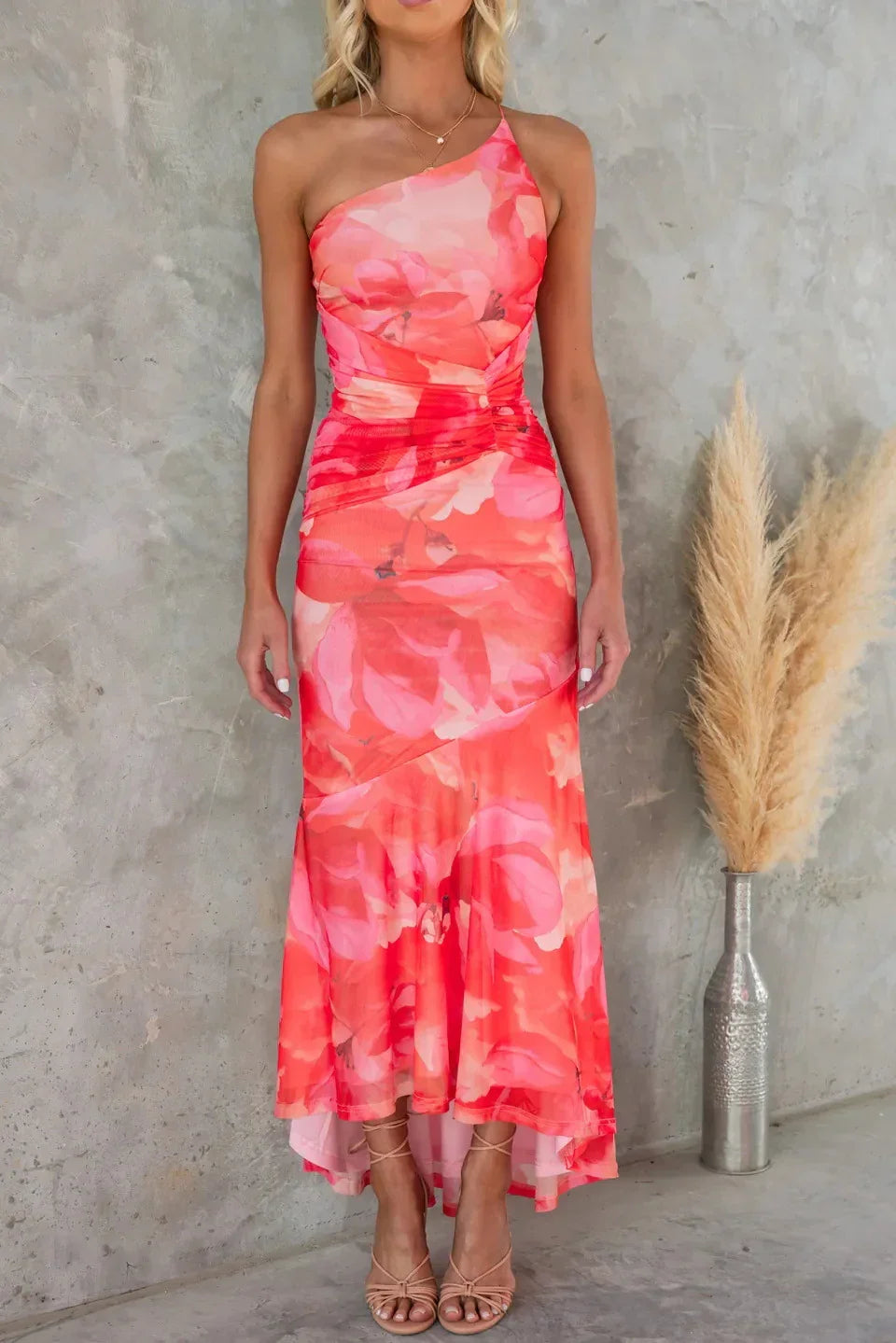 Elegant Floral Midi Dress for Warm Weather