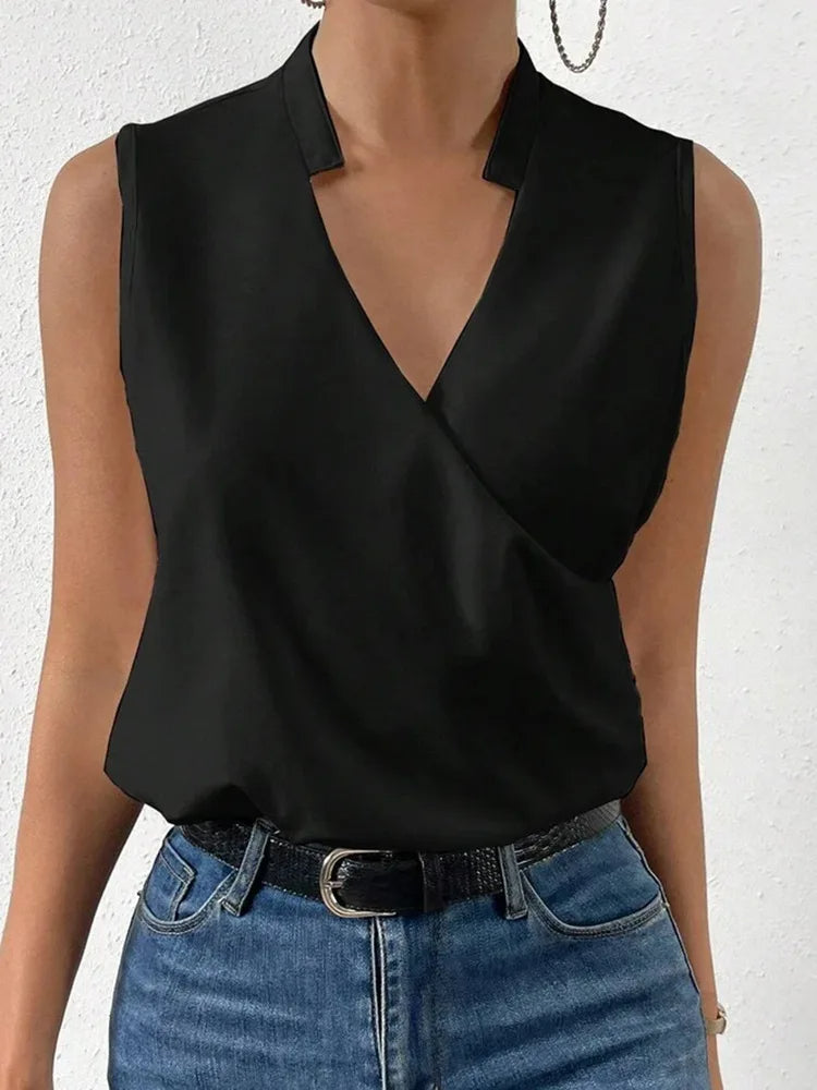 Elegant Floral V-Neck Sleeveless Top