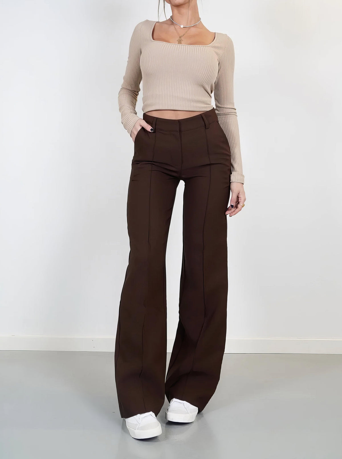 Elegant High-Waisted Wide-Leg Trousers