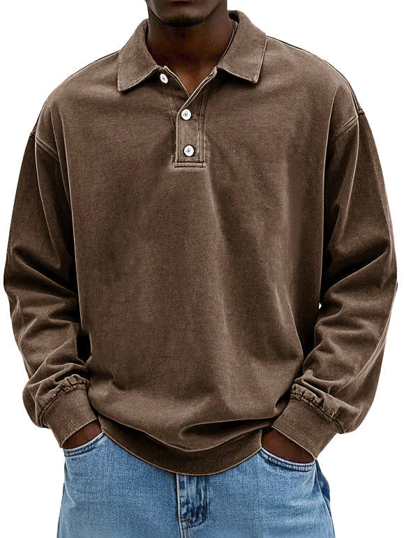 Elegant Long-Sleeve Polo Shirt