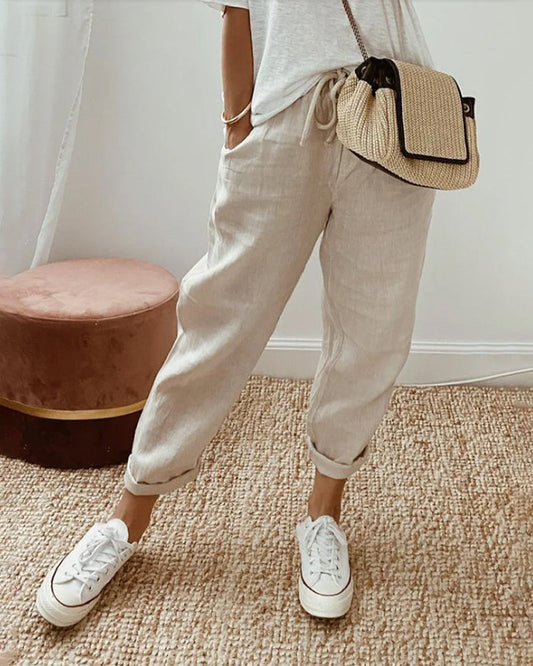 Elegant Luxurious High-Waisted Trousers - Breathable & Sweat-Wicking