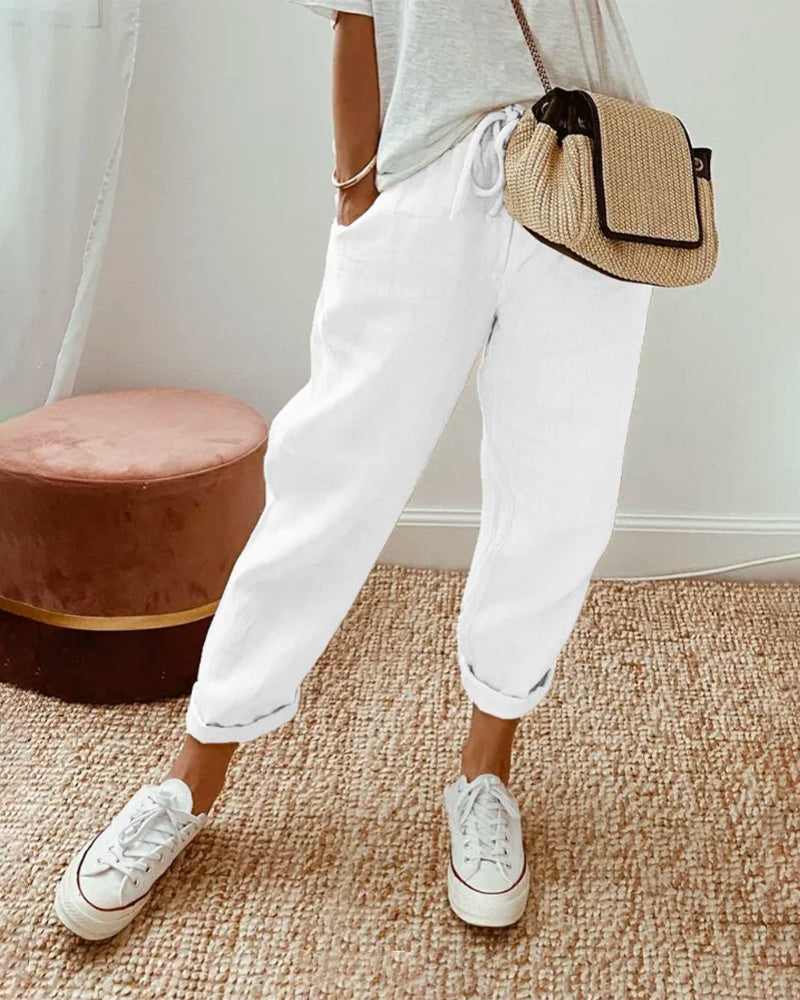 Elegant Luxurious High-Waisted Trousers - Breathable & Sweat-Wicking