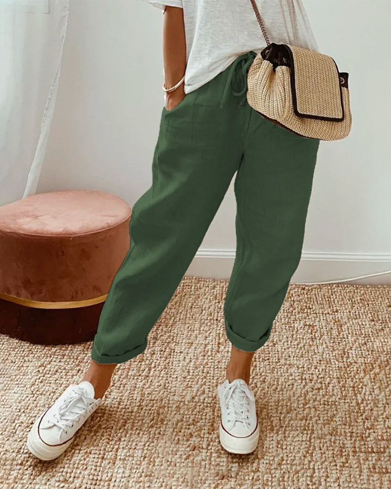 Elegant Luxurious High-Waisted Trousers - Breathable & Sweat-Wicking