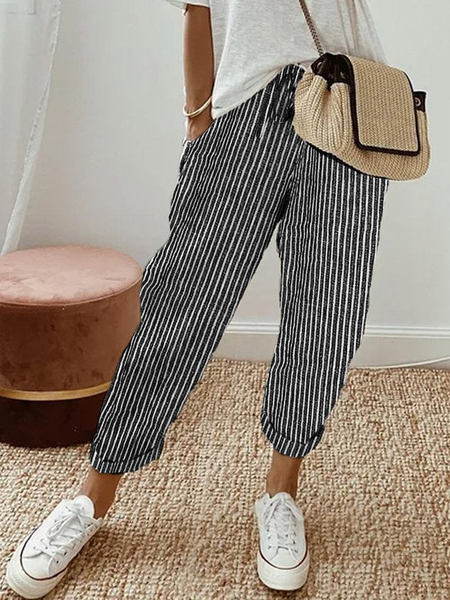 Elegant Luxurious High-Waisted Trousers - Breathable & Sweat-Wicking