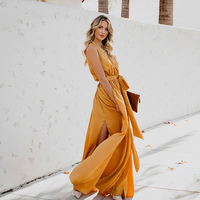 Elegant Maxi Dress with Waist Belt for Special Occasions