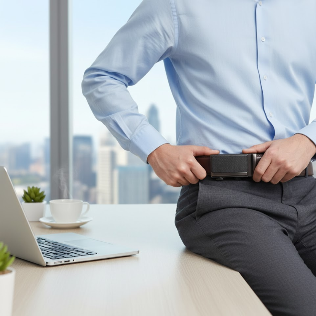 Elegant Men's Belt with Automatic Buckle