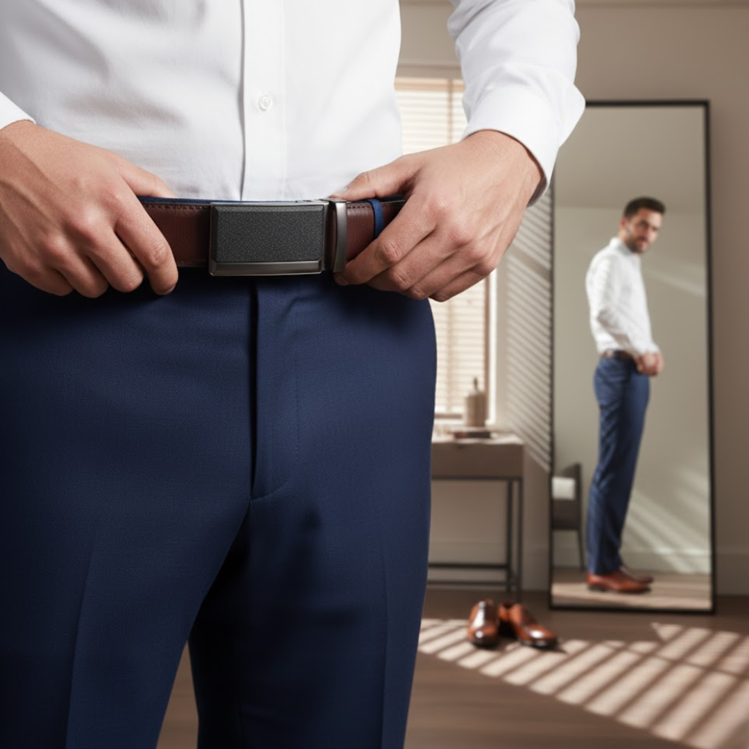 Elegant Men's Belt with Automatic Buckle