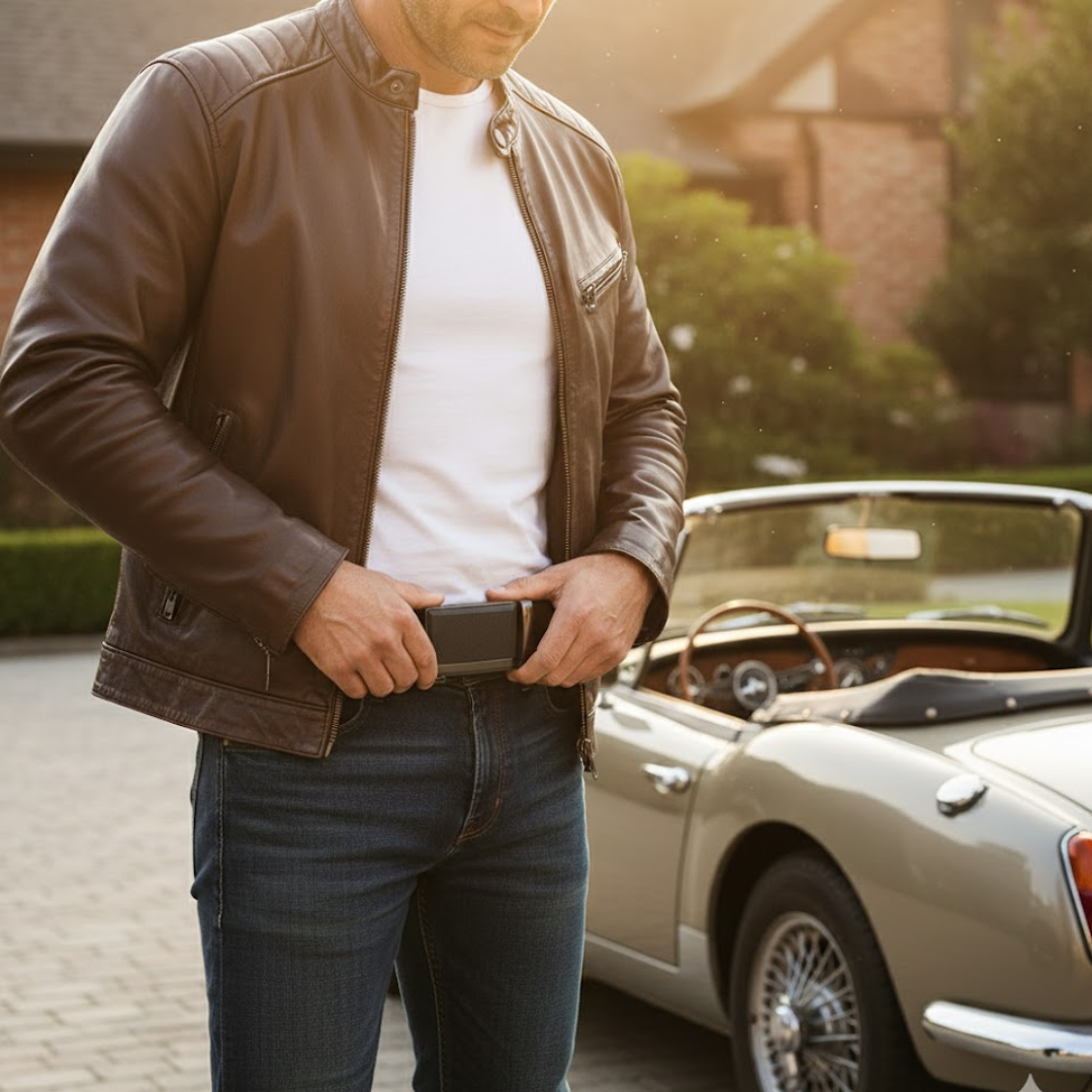 Elegant Men's Belt with Automatic Buckle