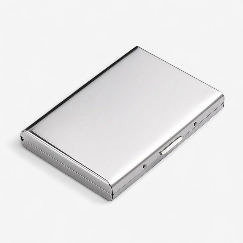 Elegant Metal Card Holder with Push-Button Opening