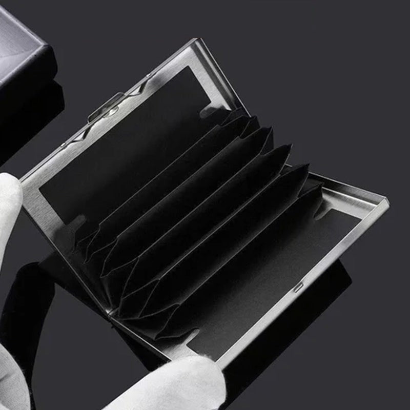 Elegant Metal Card Holder with Push-Button Opening