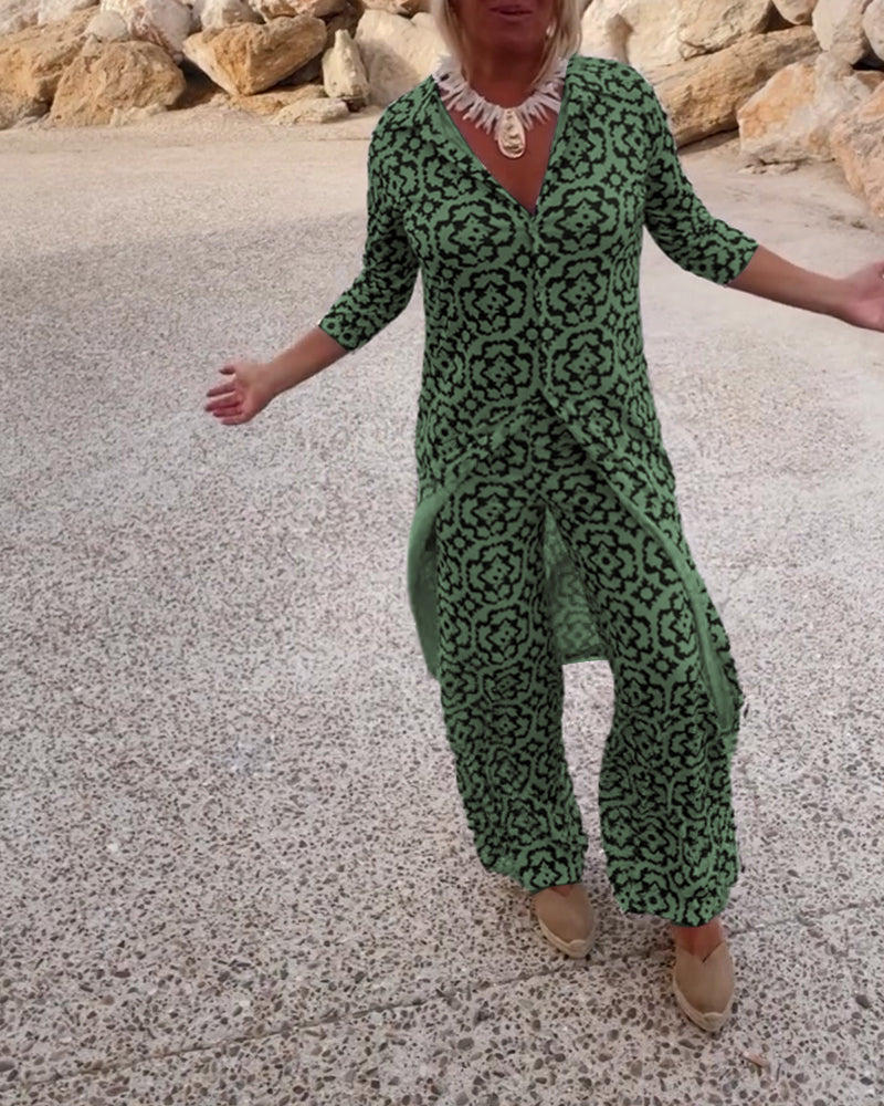 Elegant Patterned Two-Piece Everyday Set
