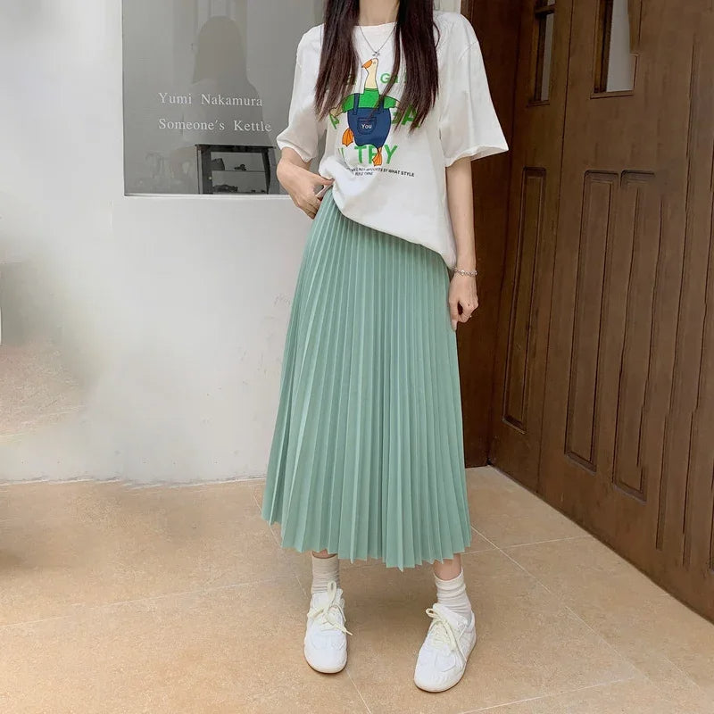Elegant Pleated Midi Skirt