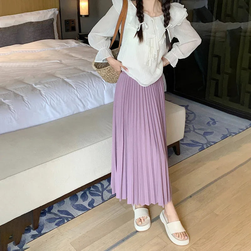 Elegant Pleated Midi Skirt