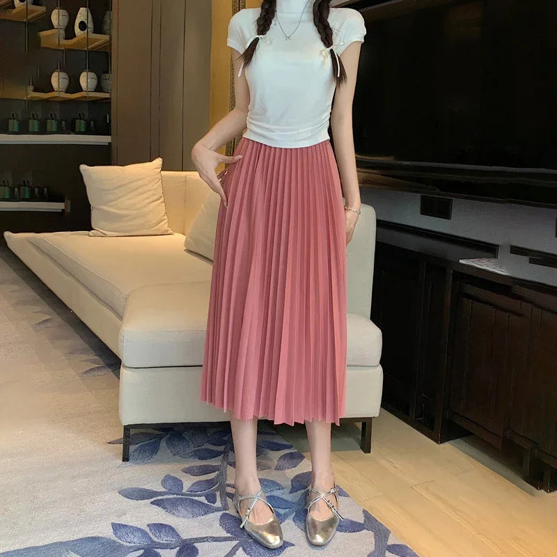 Elegant Pleated Midi Skirt