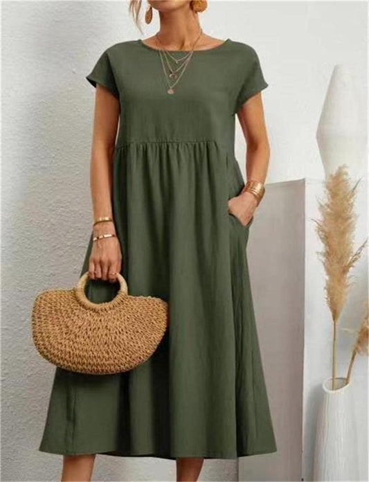 Elegant Relaxed Fit Midi Dress
