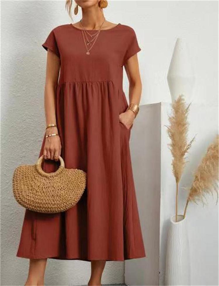 Elegant Relaxed Fit Midi Dress