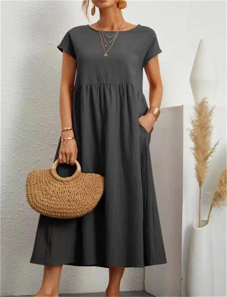 Elegant Relaxed Fit Midi Dress