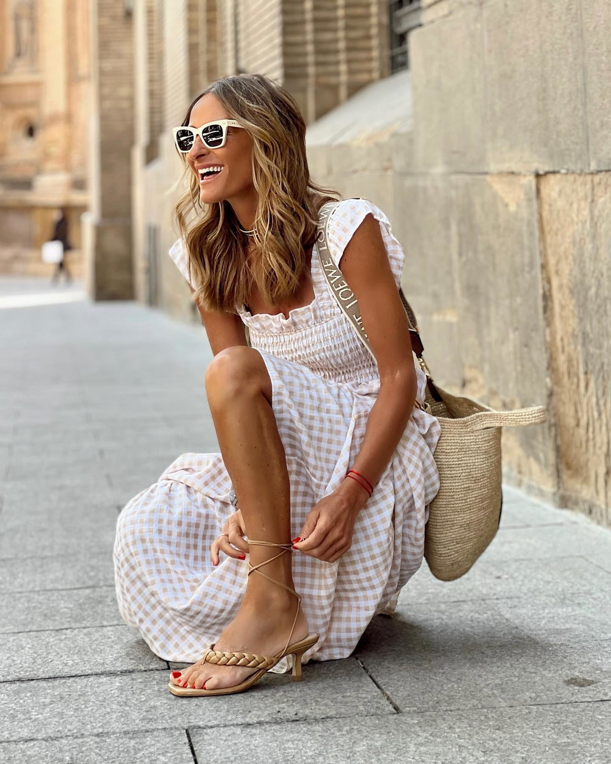 Elegant Smocked Maxi Dress with Sleeves