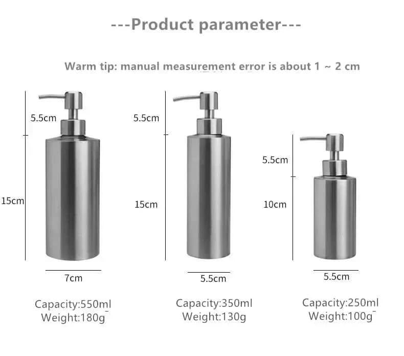 Elegant Stainless Steel Manual Soap Dispenser Pump