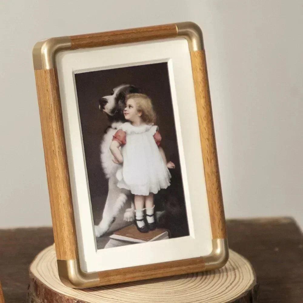 Elegant Vintage-Style Solid Wood Tabletop Picture Frame