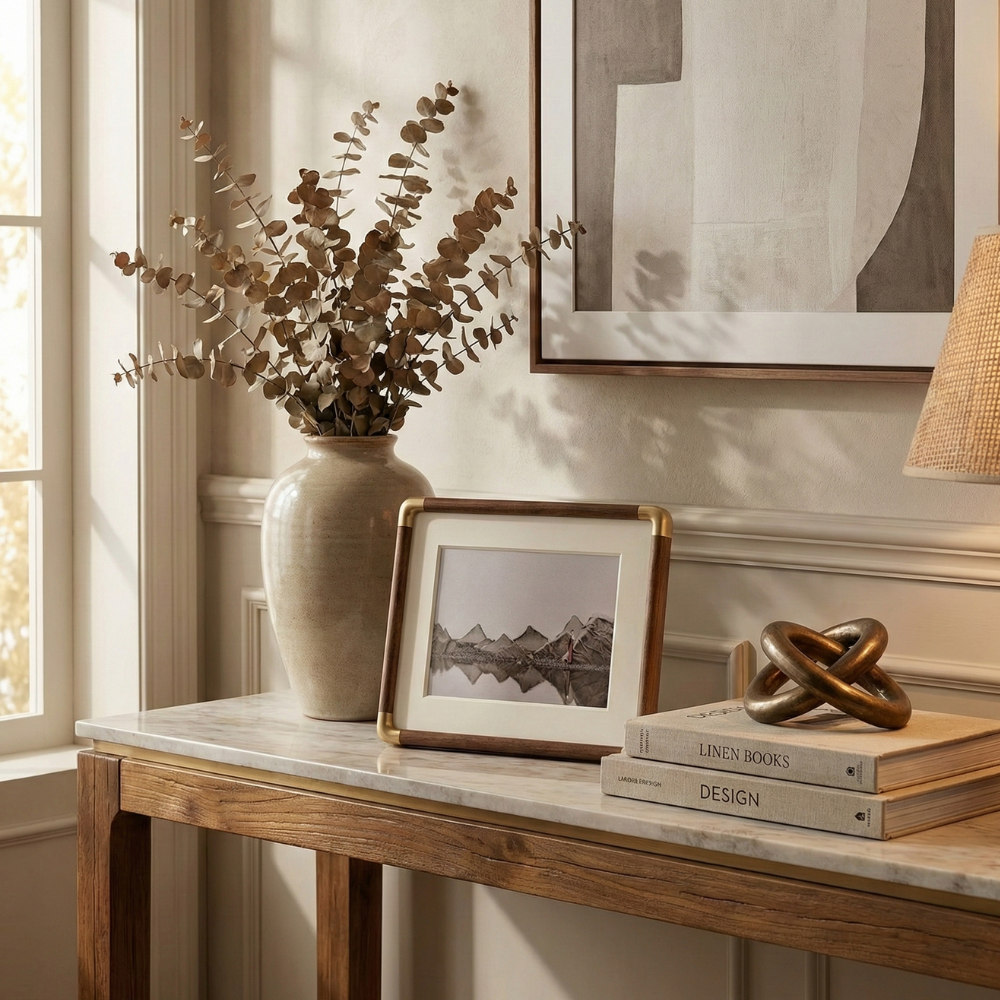 Elegant Vintage-Style Solid Wood Tabletop Picture Frame