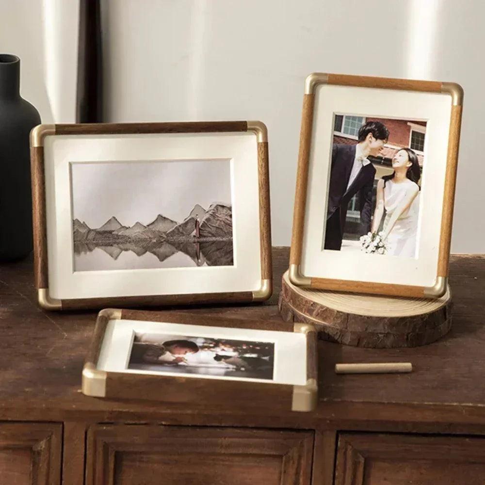 Elegant Vintage-Style Solid Wood Tabletop Picture Frame
