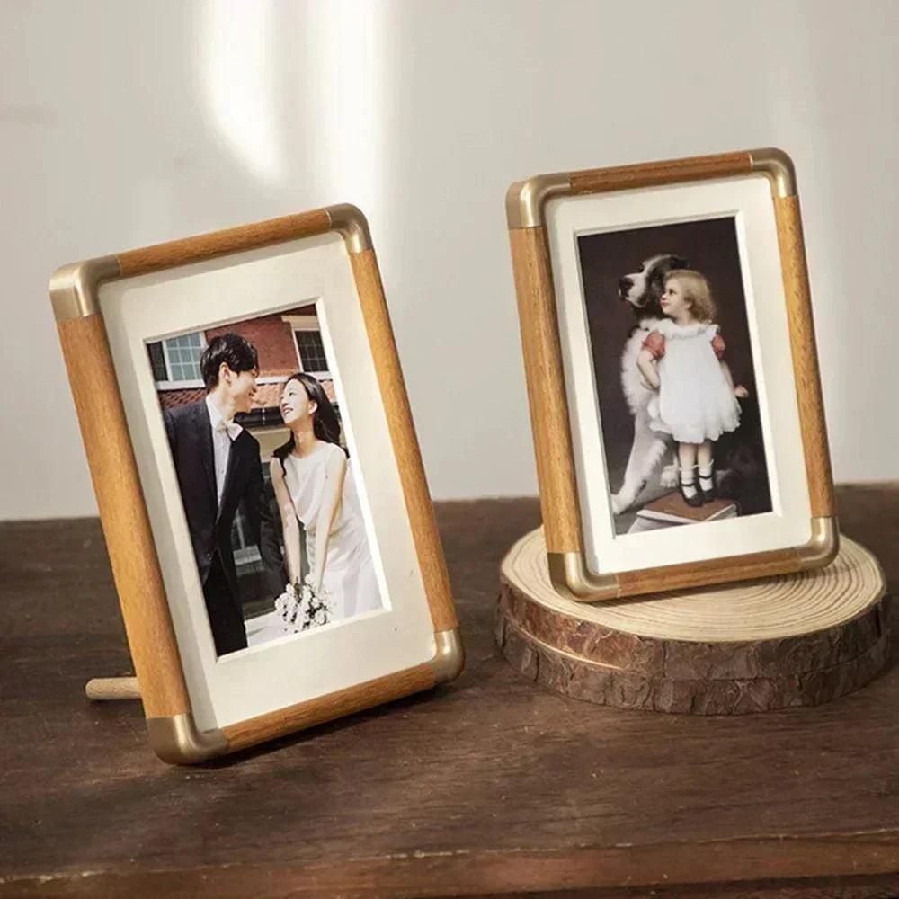 Elegant Vintage-Style Solid Wood Tabletop Picture Frame