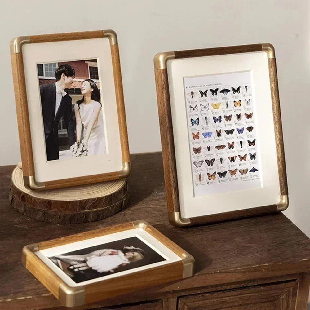Elegant Vintage-Style Solid Wood Tabletop Picture Frame