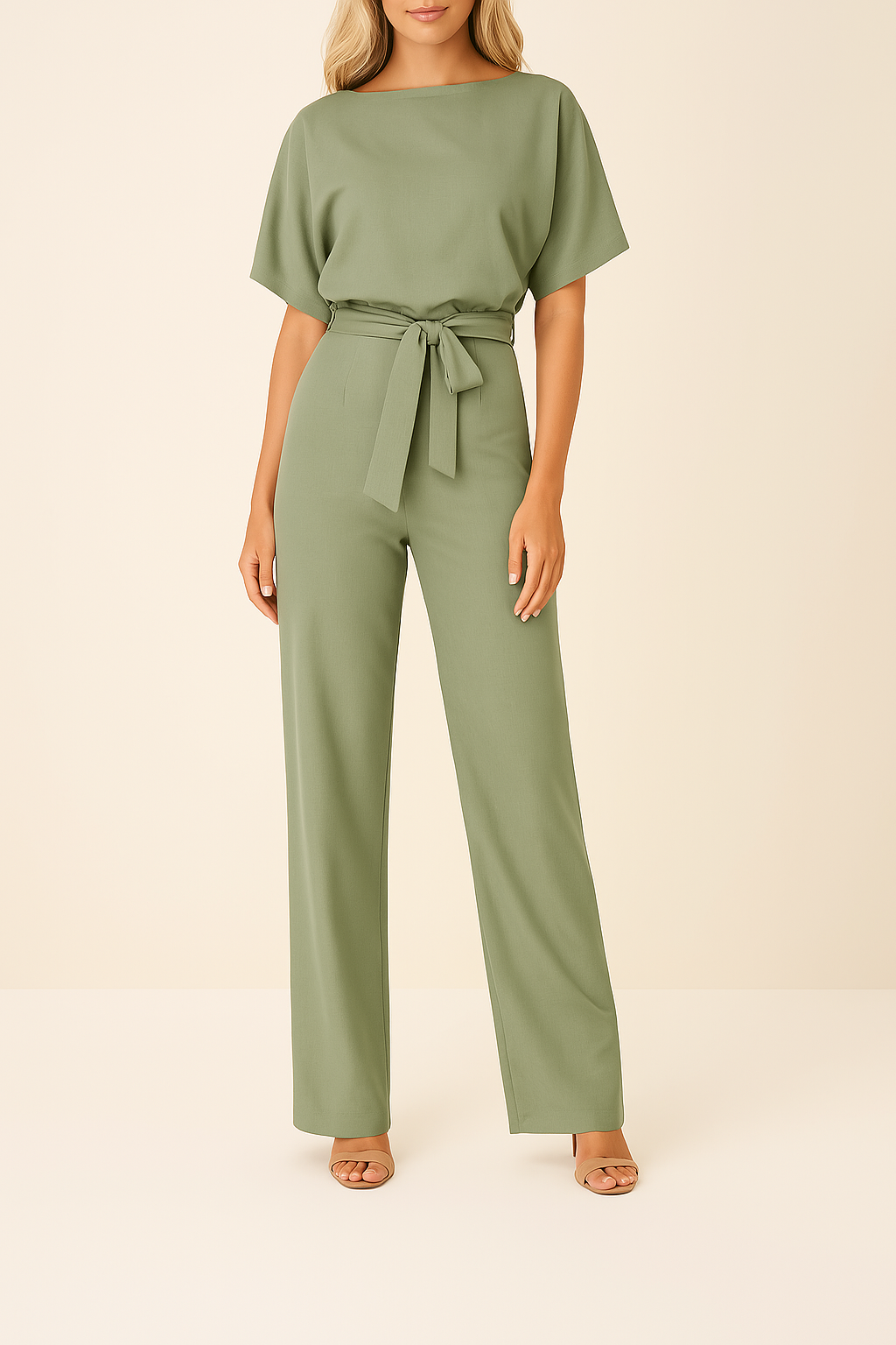 Elegant Women's Belted Wide-Leg Jumpsuit