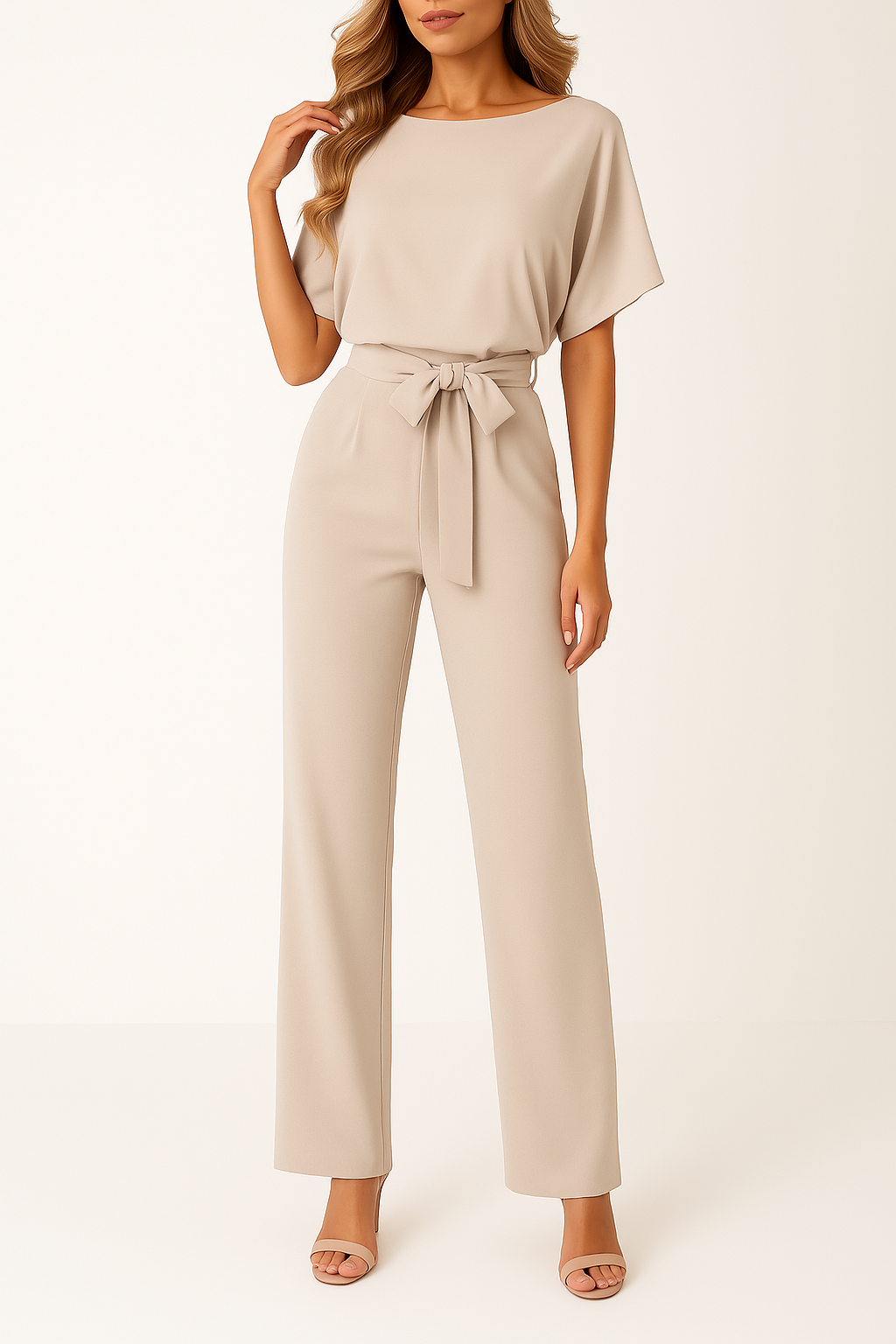 Elegant Women's Belted Wide-Leg Jumpsuit