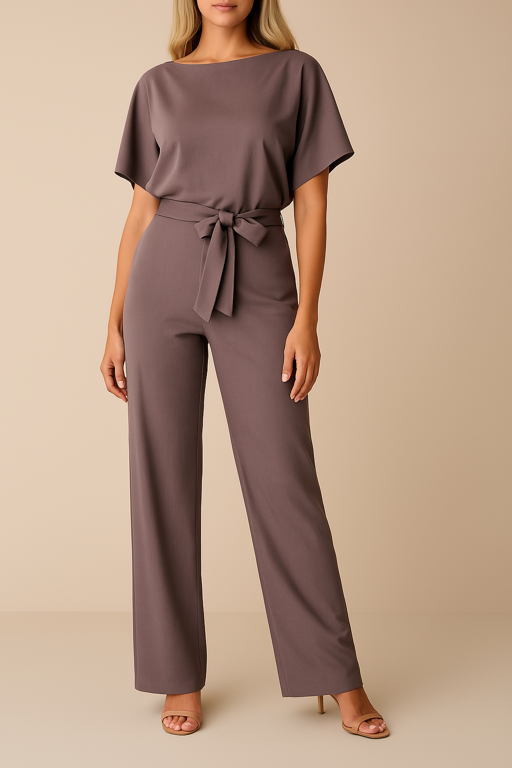 Elegant Women's Belted Wide-Leg Jumpsuit