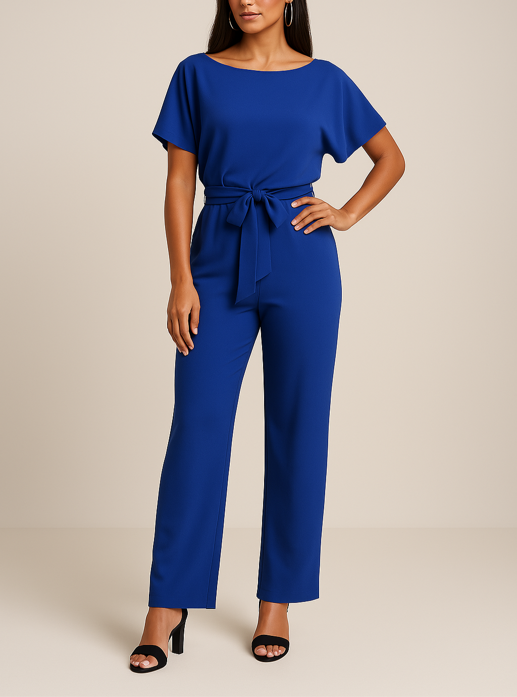 Elegant Women's Belted Wide-Leg Jumpsuit