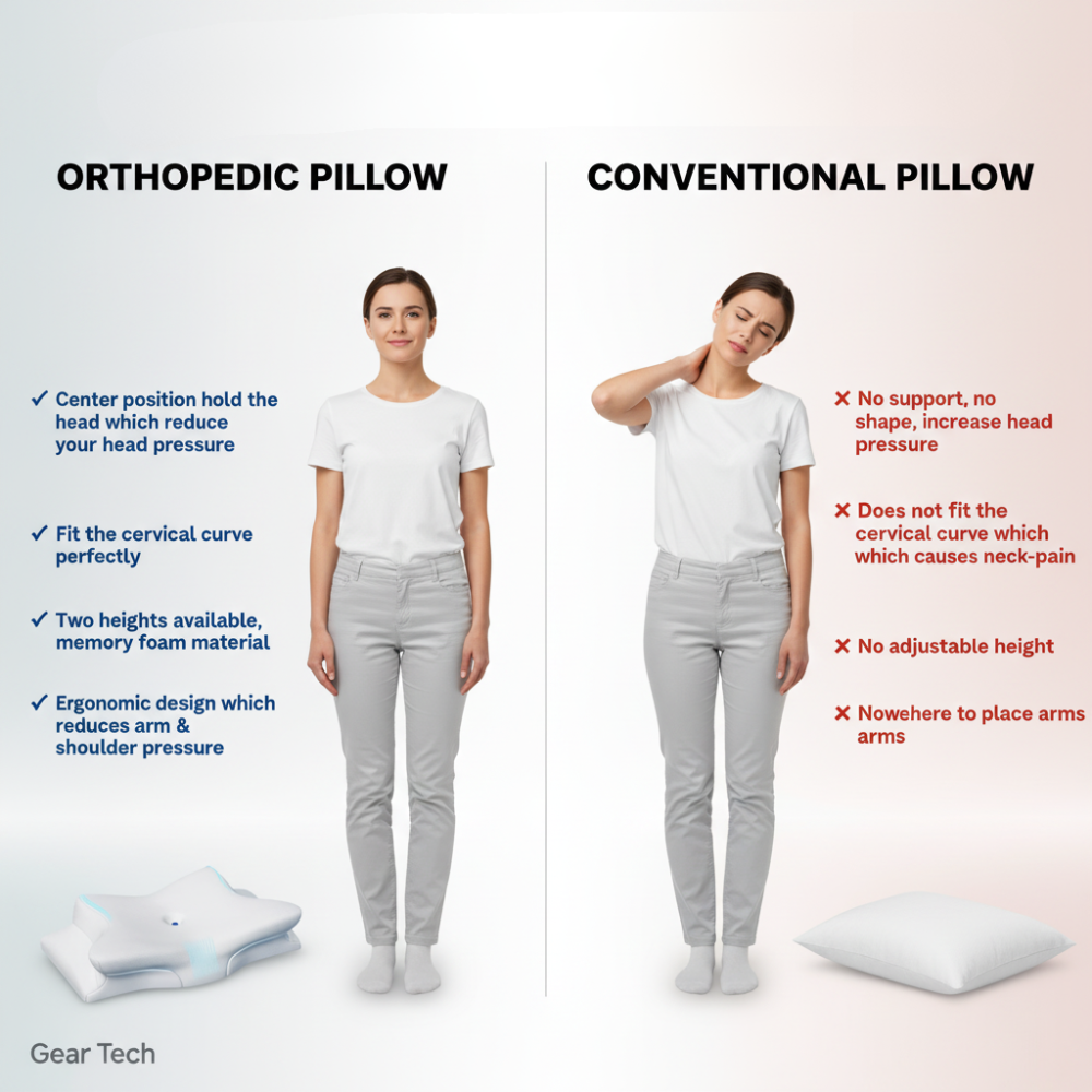 Ergonomic Memory Foam Sleep Support Pillow for Neck & Head Alignment