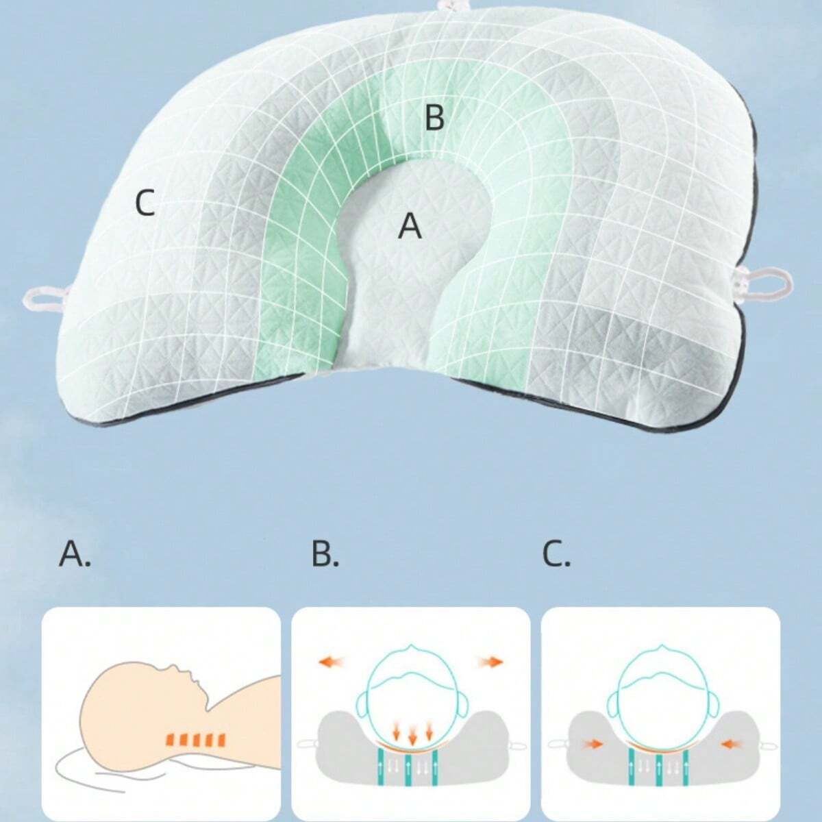 Ergonomic Newborn Flat Head Baby Pillow