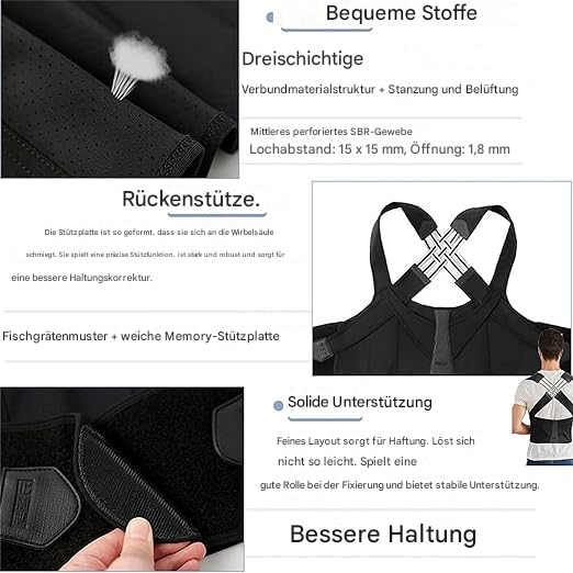 Ergonomic Posture Support Device for Back & Shoulder, Adjustable & Comfortable