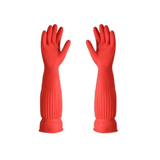 Extra Long and Thick Fleece-Lined Latex Dishwashing Gloves