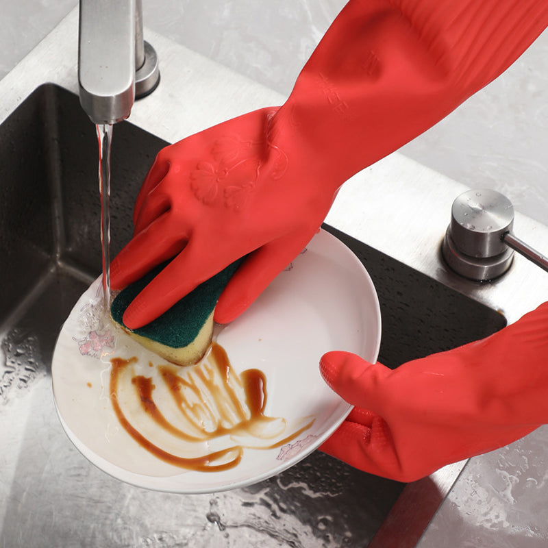 Extra Long and Thick Fleece-Lined Latex Dishwashing Gloves