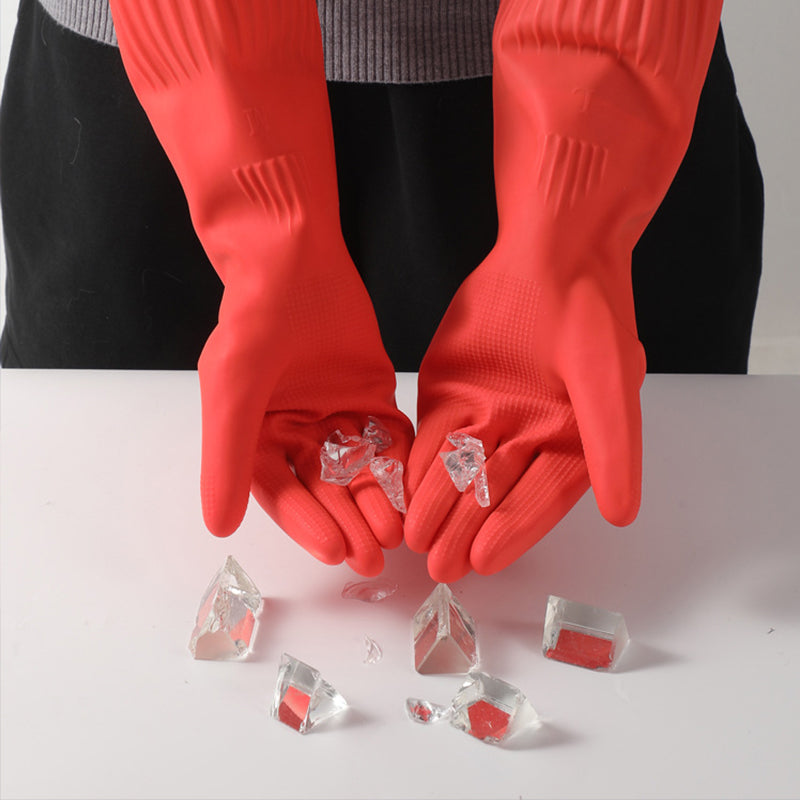 Extra Long and Thick Fleece-Lined Latex Dishwashing Gloves