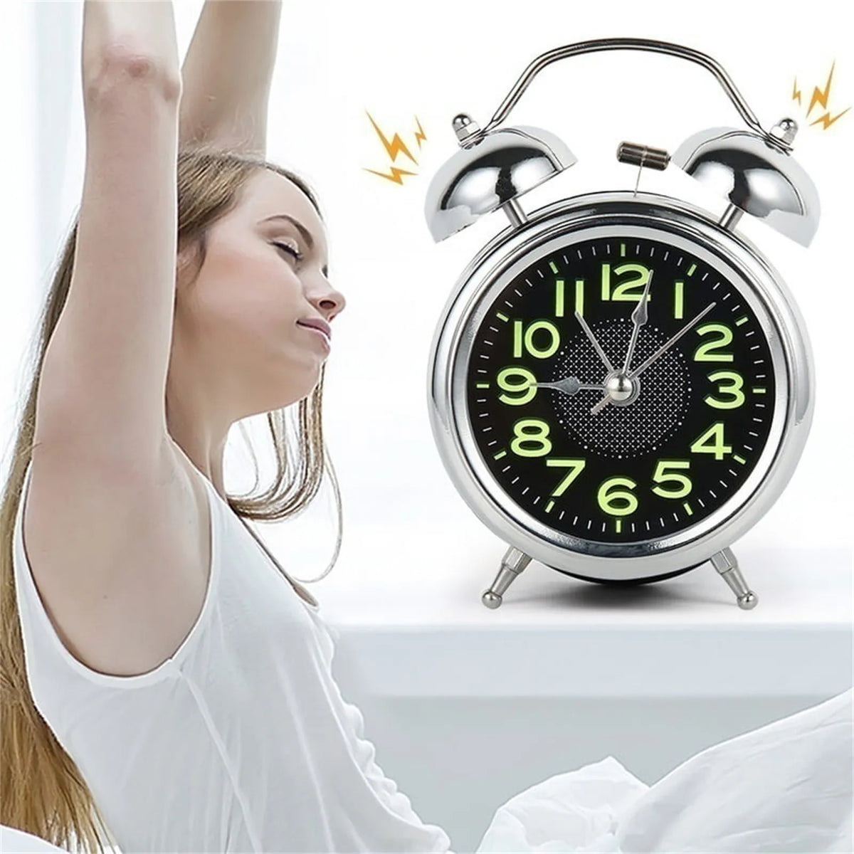 Extra Loud Retro Twin Bell Alarm Clock for Heavy Sleepers
