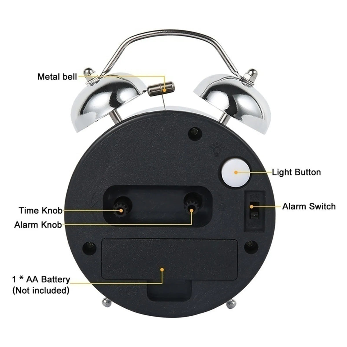 Extra Loud Retro Twin Bell Alarm Clock for Heavy Sleepers