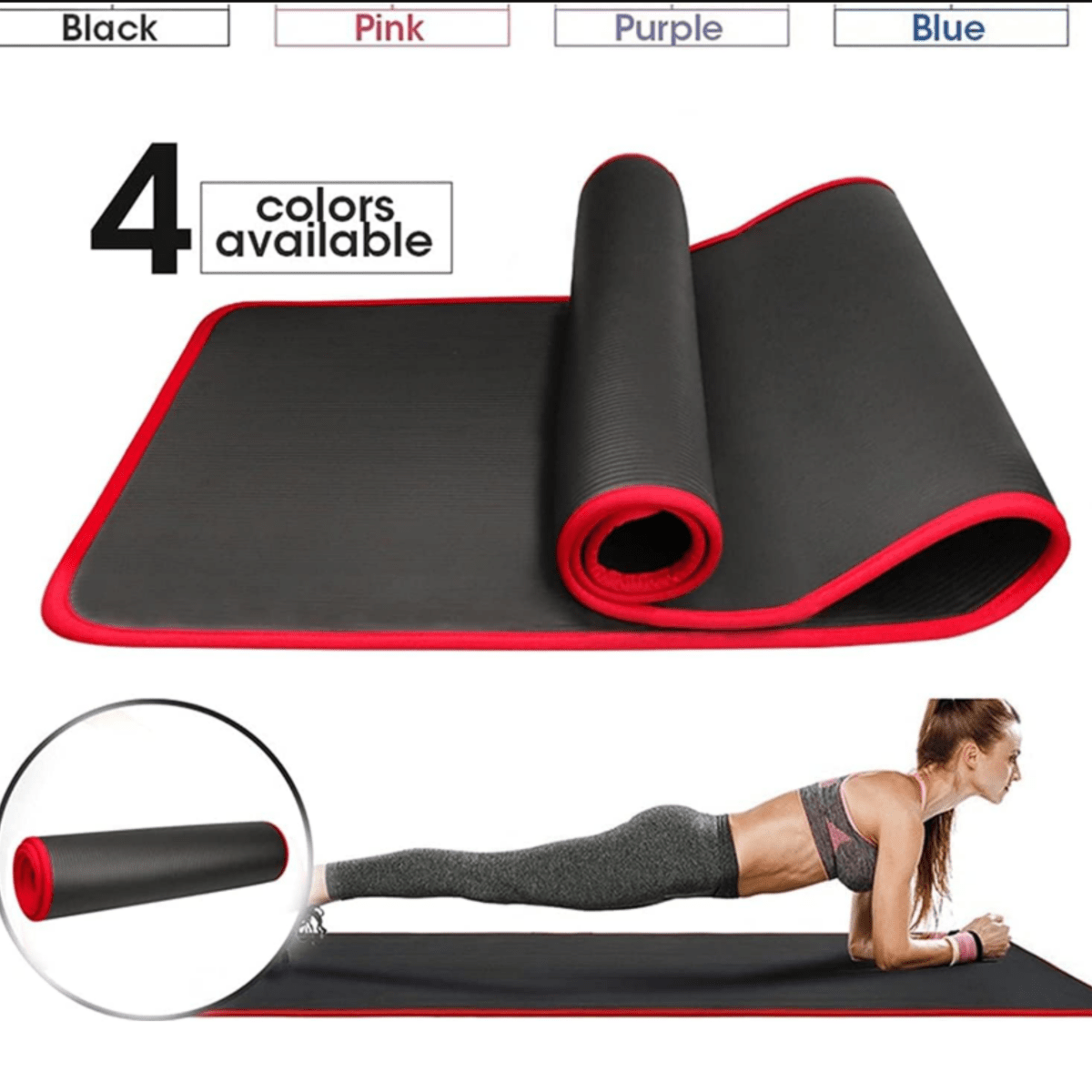Extra Thick Yoga Mat with Non-Slip Ribbed Texture for Yoga and Fitness