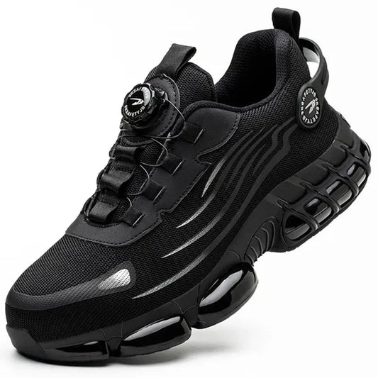 Extra Wide Safety Shoes with Ergonomic Arch Support – Breathable – Black and Grey