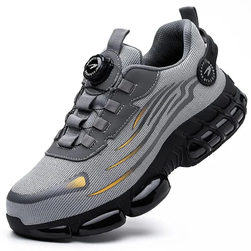 Extra Wide Safety Shoes with Ergonomic Arch Support – Breathable – Black and Grey