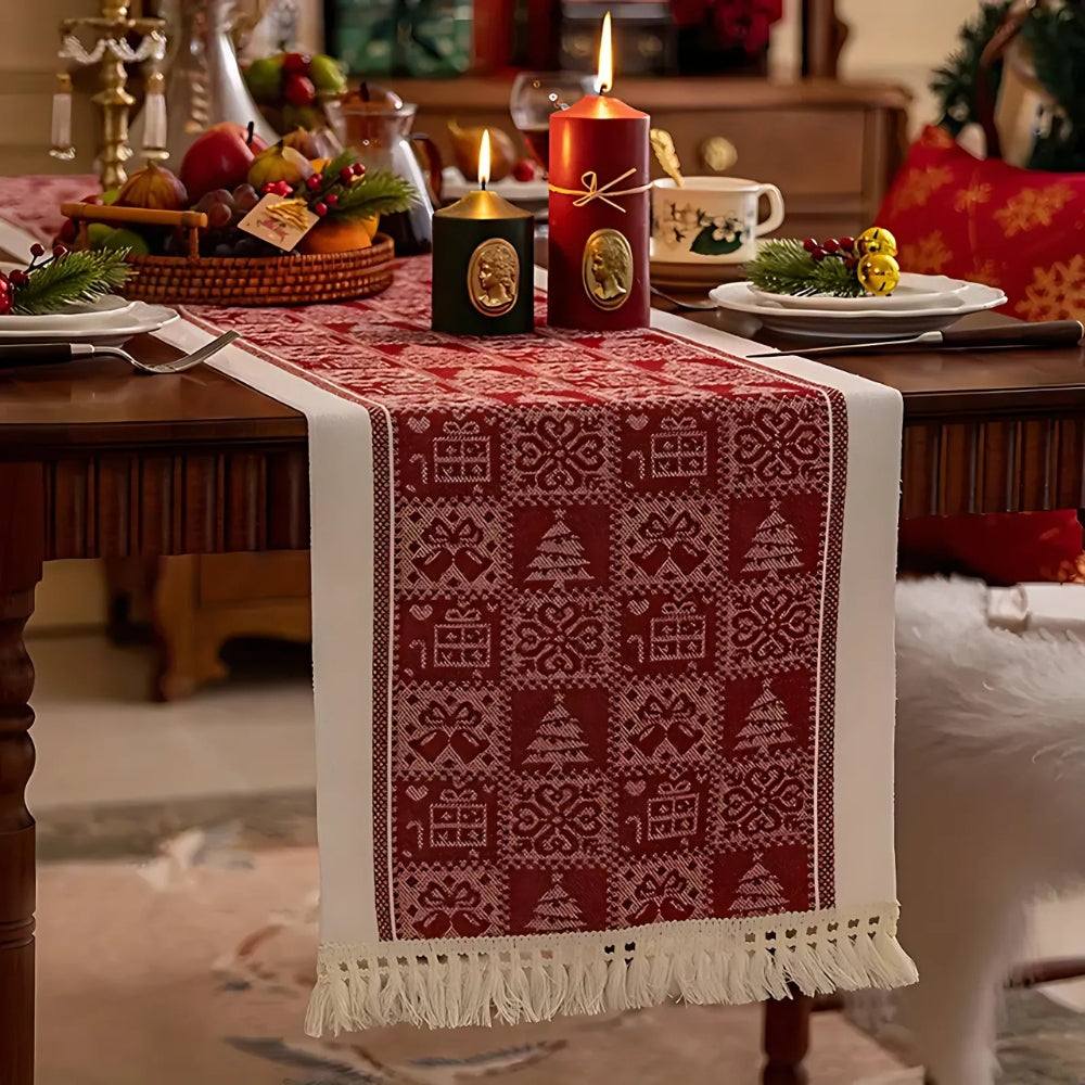 Festive Christmas Table Runner with Elk Motif