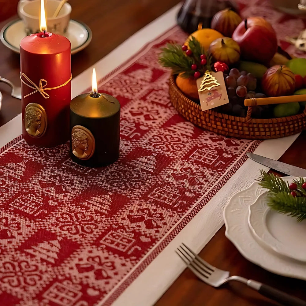 Festive Christmas Table Runner with Elk Motif