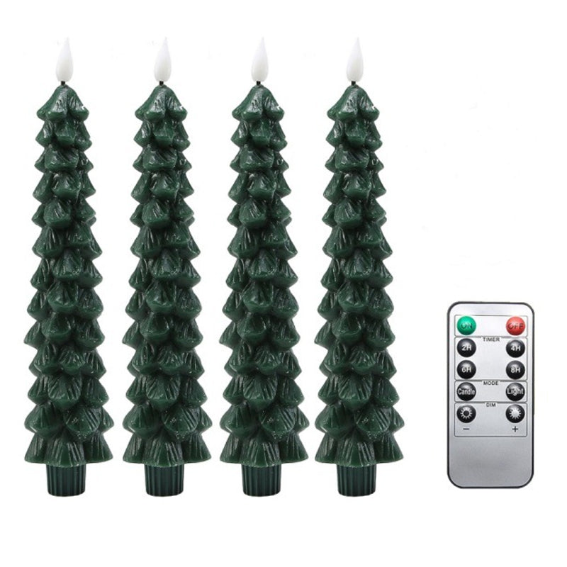 Flameless LED Christmas Tree Candles – Remote-Controlled Table Candles with Timer