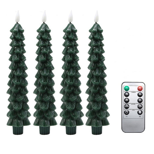 Flameless LED Christmas Tree Candles – Remote-Controlled Table Candles with Timer