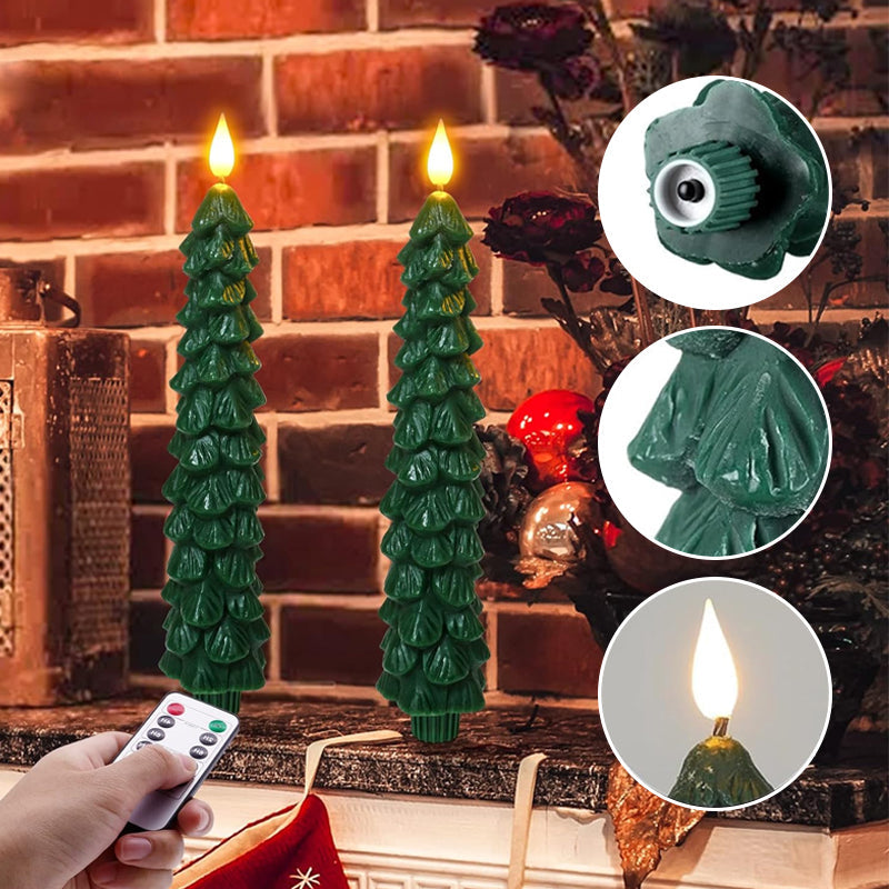Flameless LED Christmas Tree Candles – Remote-Controlled Table Candles with Timer