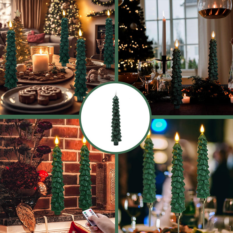 Flameless LED Christmas Tree Candles – Remote-Controlled Table Candles with Timer