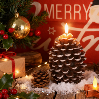 Flameless Pinecone LED Candle – Warm Christmas Table Night Light